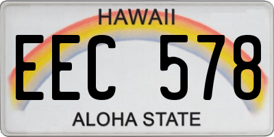 HI license plate EEC578