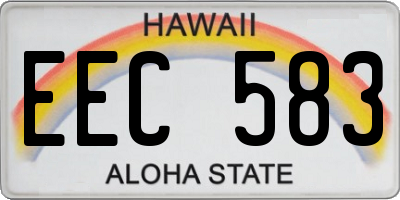 HI license plate EEC583