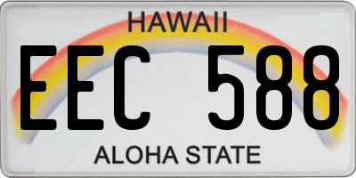 HI license plate EEC588