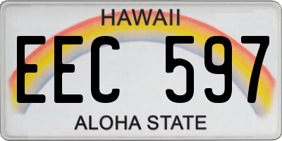 HI license plate EEC597