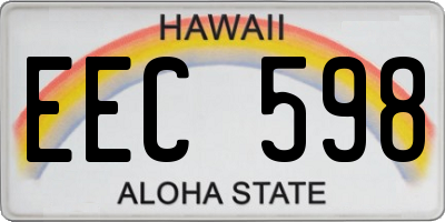 HI license plate EEC598