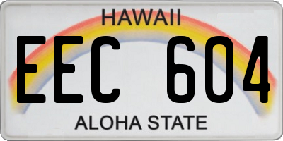 HI license plate EEC604