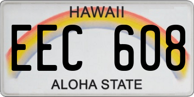 HI license plate EEC608