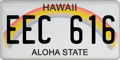 HI license plate EEC616
