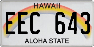 HI license plate EEC643
