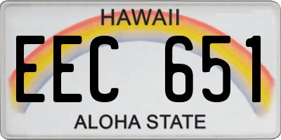 HI license plate EEC651