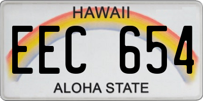 HI license plate EEC654