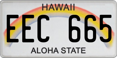 HI license plate EEC665