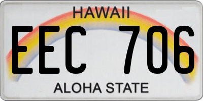 HI license plate EEC706