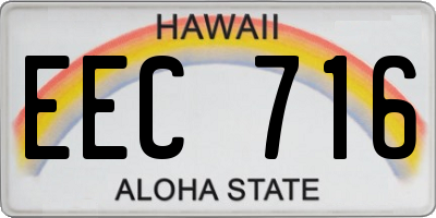 HI license plate EEC716