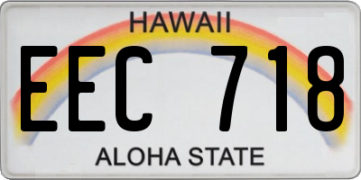 HI license plate EEC718