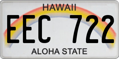 HI license plate EEC722