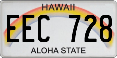 HI license plate EEC728