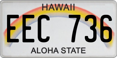 HI license plate EEC736