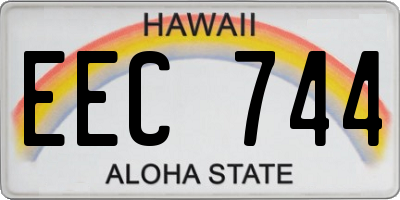 HI license plate EEC744