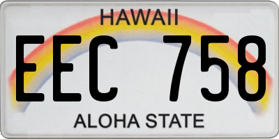 HI license plate EEC758