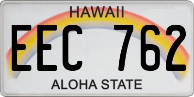 HI license plate EEC762
