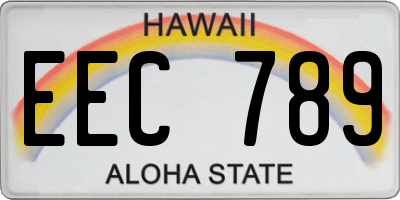 HI license plate EEC789