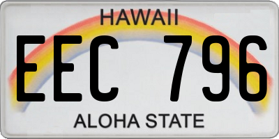 HI license plate EEC796