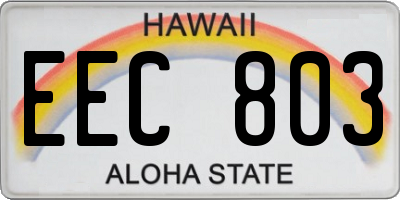 HI license plate EEC803