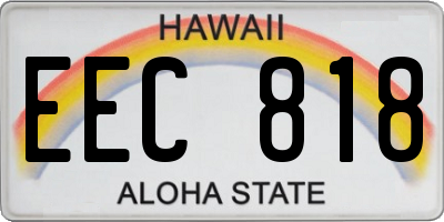 HI license plate EEC818
