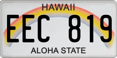 HI license plate EEC819