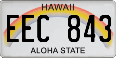 HI license plate EEC843