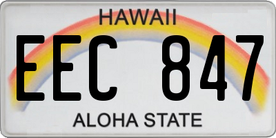 HI license plate EEC847