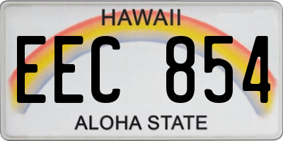 HI license plate EEC854
