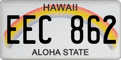HI license plate EEC862