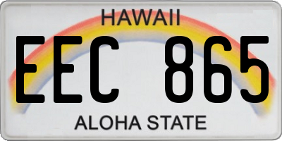 HI license plate EEC865