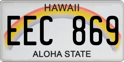 HI license plate EEC869