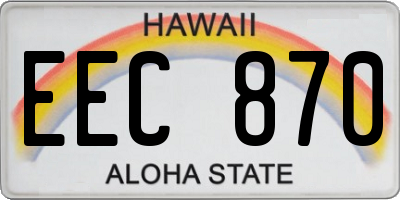 HI license plate EEC870