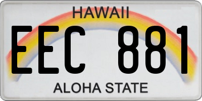 HI license plate EEC881