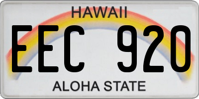HI license plate EEC920