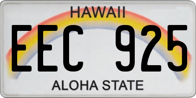 HI license plate EEC925
