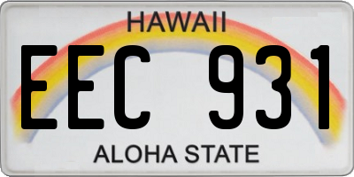 HI license plate EEC931