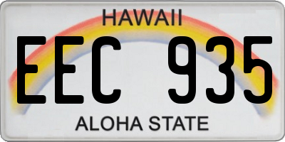 HI license plate EEC935