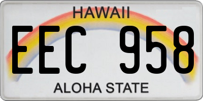 HI license plate EEC958
