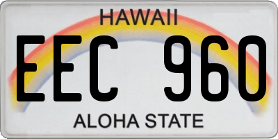 HI license plate EEC960
