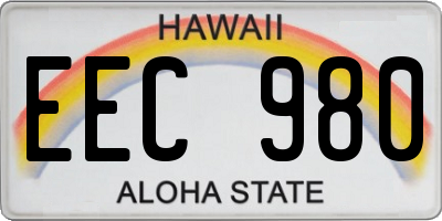 HI license plate EEC980