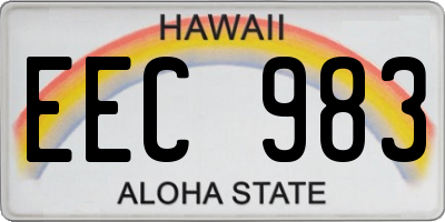 HI license plate EEC983