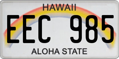 HI license plate EEC985