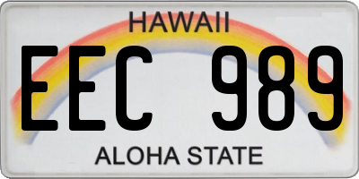 HI license plate EEC989