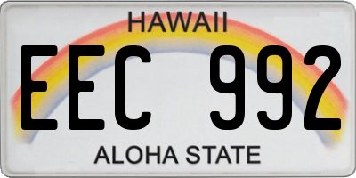 HI license plate EEC992