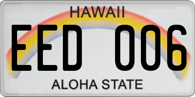 HI license plate EED006