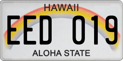 HI license plate EED019