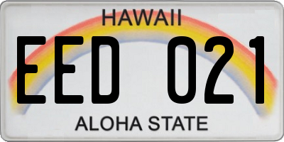 HI license plate EED021