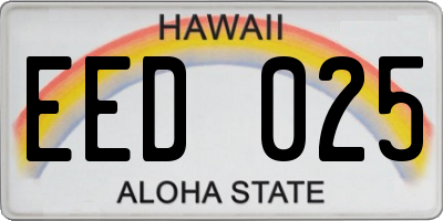 HI license plate EED025