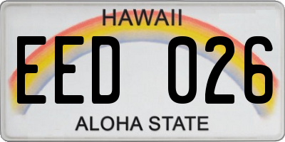 HI license plate EED026